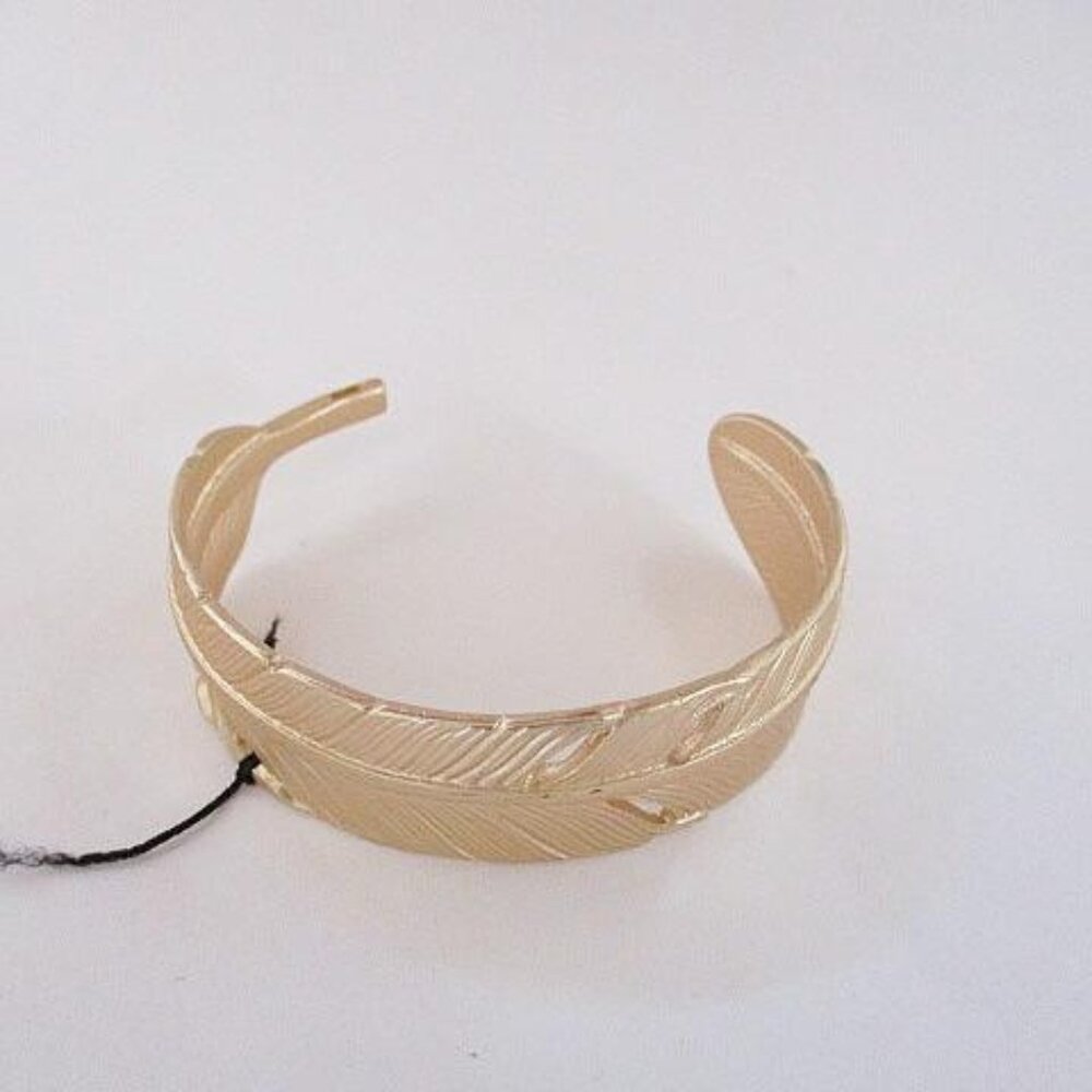 Gold Tone Leaf Cuff Bracelet